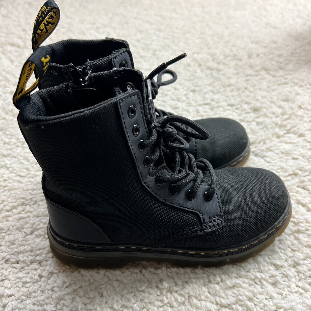 Dr Doc Martens Combs J black canvas‎ combat boots unisex boys girls size 13